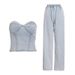 Women’s Clothing Summer Fashion Sleeveless Casual Stretch Denim Two Piece Suit_ecoleips.com