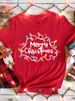 European And American Cross-border Foreign Trade Women's Clothing Christmas-themed Round-neck Printed Short-sleeve_ecoleips.com