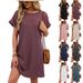 Women's Clothing Elegant Lace Patchwork Dress For Women - Flowy Short Sleeve Round Neck Summer Dress In Solid Colors_ecoleips.com