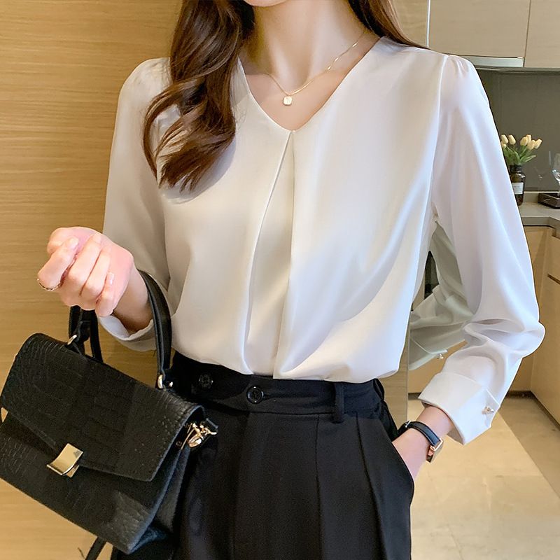 K New Retro Pullover Long-sleeved Solid Color Shirt For Women, Wrinkle-resistant, No Ironing, Simple Temperament._ecoleips.com