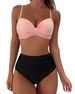 Women's Clothing Bikini Suit Women's Bikini High Waist Solid Color Print Gathered_ecoleips.com