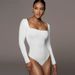Women's Clothing Women's Knitted Long Sleeved Square Neck T Shirt Solid Color Jumpsuit_ecoleips.com