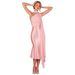 Women Luxury Halter Neck Dress High Stretch Satin Bodycon Slim Fit Elegant Floating Sash Detail Party Club Long Dress_ecoleips.com