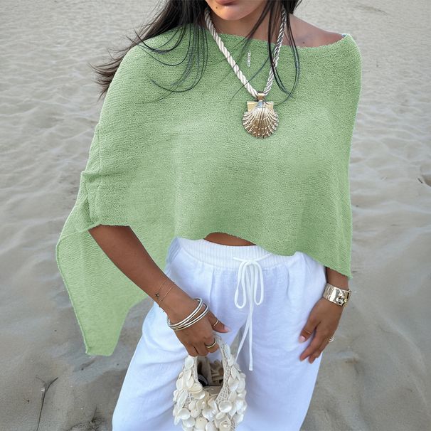 DiYun European And American Casual Vacation Versatile Semi-sheer Shawl Top Knitted Women's Clothing 2026 Summer_ecoleips.com