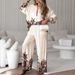 Women's Printed Long Sleeve Blouse & Wide Leg Pants Set – Stylish Two-Piece Outfit For Casual & Streetwear (S/M/L/XL)_ecoleips.com