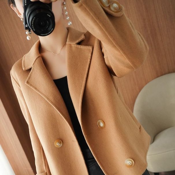 "Premium Wool Blazer For Women – Trendy Cropped Jacket With Long Sleeves, Autumn/Winter Tweed Coat In Modern Elegance"_ecoleips.com
