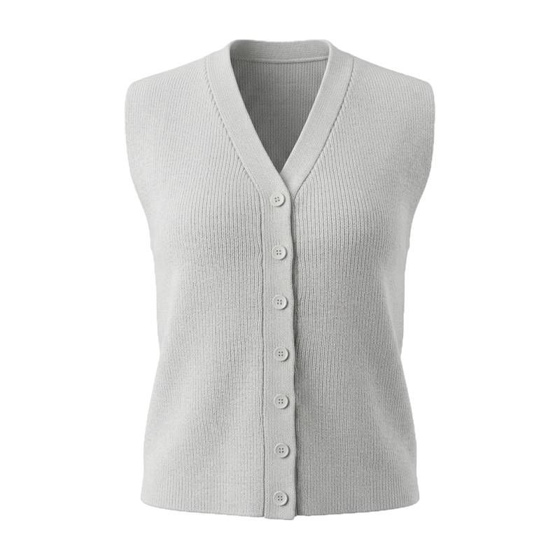 Elegant Knit Sleeveless Vest, Women's V-Neck Ribbed Button-Up Casual Top_ecoleips.com