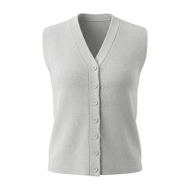 Elegant Knit Sleeveless Vest, Women's V-Neck Ribbed Button-Up Casual Top_ecoleips.com
