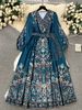 Plus Size New Vintage Print Elegant Holiday Style Dress Middle East Robe Ethnic Long Sleeve V-Neck Belted Commute Spring Autumn_ecoleips.com