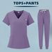 Women's Clothing Split Surgical Overalls V Neck Short Sleeves Female Hospital Scrub Suits Female Operating Room Washing Clothes_ecoleips.com