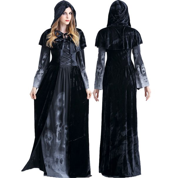 Halloween Cosplay Adult Costume Vampire Witch Queen Long Dress Party Uniform_ecoleips.com