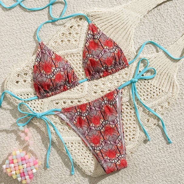 Women's Clothing Bikini Swimsuit Female Sexy Printed Straps Holiday Swimsuit_ecoleips.com