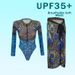 Women's Long-Sleeve One-Piece Swimsuit With Skirt – Floral Print Sunbathing Swimwear, Polyester Blend, Built-in Underwire Support_ecoleips.com