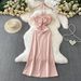 Unique High-End Three Dimensional Floral Strapless Halter Dress Elegant Autumn Slit Wedding Gown For Women_ecoleips.com