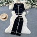 Women's Clothing Knitted Cardigan And Skirt Set French Style Summer Two-Piece Mid-Calf A-Line Elegant Casual_ecoleips.com