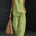 2026 New European And American Style Sleeveless Loose Shoulder Set For Women's Summer Casual Wide Leg Pants, Two Piece Set, Fashionable Trendy Style_ecoleips.com