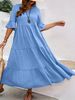 Plus Size Summer Solid Color Textured Loose Dress_ecoleips.com