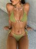 Trendy Halter Neck Women's Bikini Set Sexy Swimsuit Tie up Two Piece Summer Vacation Style Wire Free Polyester Nylon_ecoleips.com