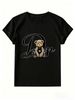Women's DR Letter Teddy Bear Sports T-shirt, Pure Cotton Breathable Short Sleeve_ecoleips.com