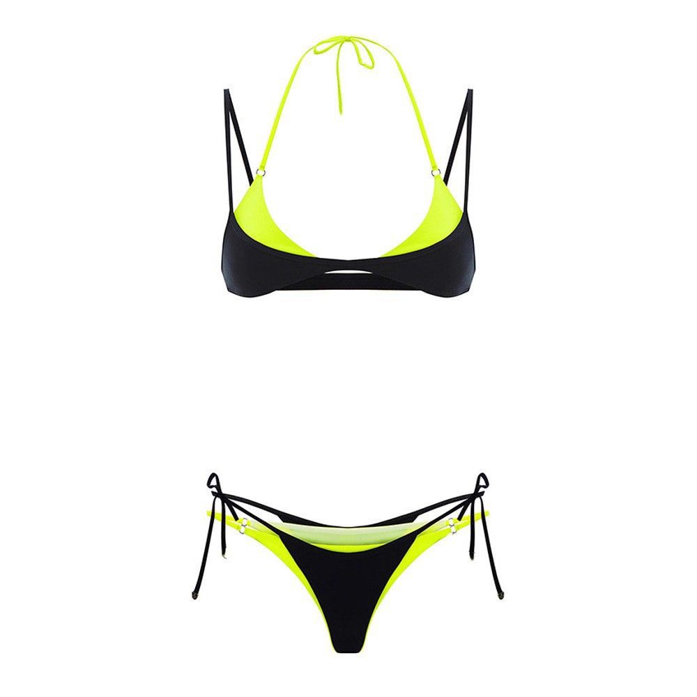 Women's Y2K Bikini Cross Border Two Tone Faux Two Piece Sexy Beach Outdoor Swimsuit Summer New Arrivals European American Style_ecoleips.com