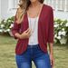 Women's Lightweight Knit Cardigan Cropped 7/8 Sleeve Open Front Cover-Up Versatile Layering Piece for Autumn And Winter_ecoleips.com