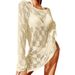 European And American Summer New Beach Dress Women's Solid Color Sexy Knitted Hollow Beach Bikini Swimsuit Blouse Sunscreen Clothing_ecoleips.com