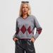 Aria Basics Aria Basics European And American Cross-Border Early Autumn Long Sleeve Sweater Design Loose Diamond V-Neck Knitted Top Winter_ecoleips.com