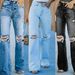 Women's Clothing High Waist Temperament Washed Ripped Casual Denim Trousers_ecoleips.com