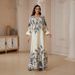 Women's Rhinestone Beaded Print Long Robe Dress For Muslim Fashion Relaxed Everyday Wear Comfortable Feshion_ecoleips.com
