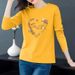 A Fashionable Round-Neck T-Shirt For Women's Autumn/Winter Wear, Perfect For Middle-Aged Mothers Featuring Long Sleeve_ecoleips.com