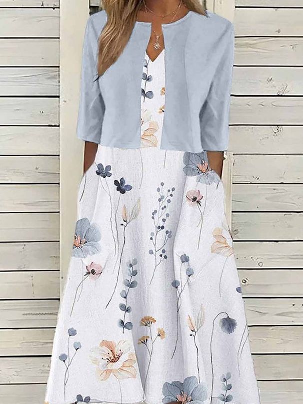 Women's Clothing Printed Temperament Elegant Long Skirt Two Piece Dress_ecoleips.com