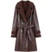 Women's Clothing Women's Faux Fur Leather Jacket Winter Coat – Stylish Oversized Belted Casual Outerwear In Red, Brown, Black (Plus Size XL-5XL)_ecoleips.com