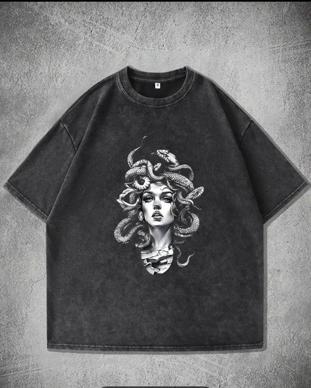 Vintage Washed Oversized Relaxed Fit T-Shirt For Women - Retro Distressed Cotton Tee With 3D Print_ecoleips.com
