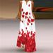 2026 European And American New Women's Vintage Printed Long V-neck Sleeveless With Pockets Summer Sexy Dress_ecoleips.com