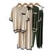 Women's Spring Summer Fashion Knitted Two Piece Set Short Sleeved Casual Temperament Foreign Trade Pants Set for Women_ecoleips.com