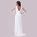 Women's Clothing Dress Deep Neck Long Sleeve Wedding Dress Long Skirt_ecoleips.com