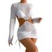Verve Huludao Women's Swimwear 2024 New Hollow Out Tie Cover-Up Sun Protection Beach Swimsuit Bikini Three-Piece Set_ecoleips.com