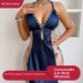 Aria Basics Aria Basics European And American Cross-border Blue V-neck Camisole Nightdress, Slightly Elastic, Wrinkle-resistant, Cross-back,_ecoleips.com
