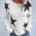 Women's Clothing Loose Round Neck Star Pattern Pullover Knitted Long Sleeved Sweater_ecoleips.com