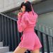Casual Suit, Long-sleeved Zipper Lapel Top, Elastic Shorts, Striped Decorative Two-piece Set_ecoleips.com
