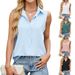 Women's Chiffon Button-Down Vest Top Sleeveless Blouse – Lightweight Loose Fit Office Casual Spring Summer Fashion_ecoleips.com