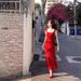 Vintage Style Red Spaghetti Strap For Women Summer V-neck Printed Slim Fit Waist Bodycon Mermaid Long Dress_ecoleips.com
