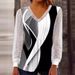 Autumn/Winter V-Neck Loose-Print Lace Blouse With Openwork Details_ecoleips.com
