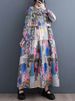 2025 Spring Autumn New Patchwork Vintage Print Dresses For Women Long Sleeve Loose Casual Midi Dress Fashion Elegant Clothing_ecoleips.com