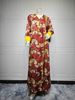 AB373 Muslim Arab Dubai Women's Fashion Printed Long Robe Dress_ecoleips.com