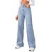 K Women's Elastic Loose Straight Leg Jeans_ecoleips.com