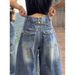 Vintage Flared Jeans For Women - High Waist Wide Leg Trousers, Plus Size Comfort Fit, Retro Denim Pants For Autumn_ecoleips.com