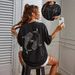Women's Oversized Casual T-Shirt Soft Brushed Milk Silk Blend Tee Streetwear Essential Minimalist Print round Neck Short Sleeve Top_ecoleips.com