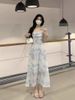 Summer Floral Print Chiffon Halter Dress Set Women's Knitted Cardigan Outerwear Two-Piece Suit Korean Style Commute Fashion_ecoleips.com