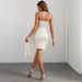 Sexy Backless Sequin Spaghetti Strap Party Dress For Women - Glamorous V-Neck Mini Dress With Asymmetrical Hemline (Apricot Silver, S/M/L/Xl)_ecoleips.com